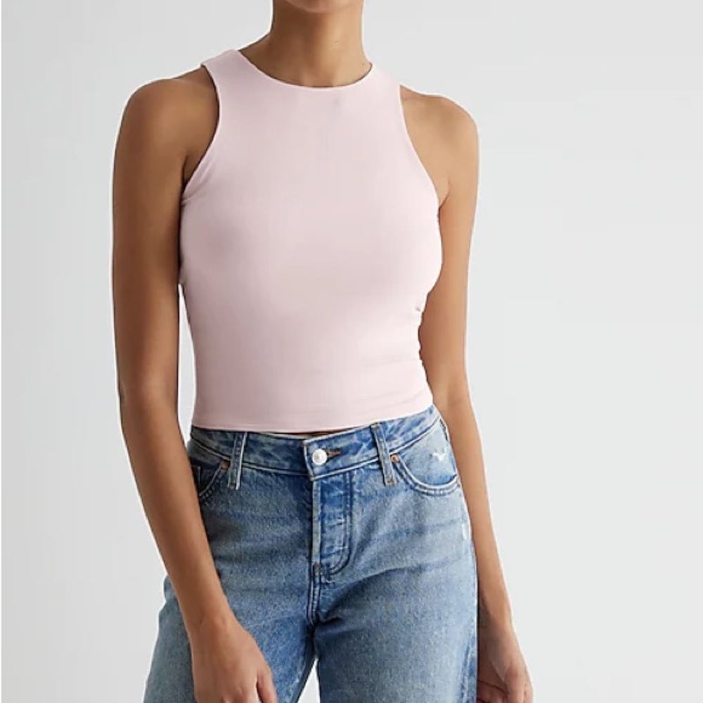 Body Contour Compression Silky High Neck Cropped Tank
